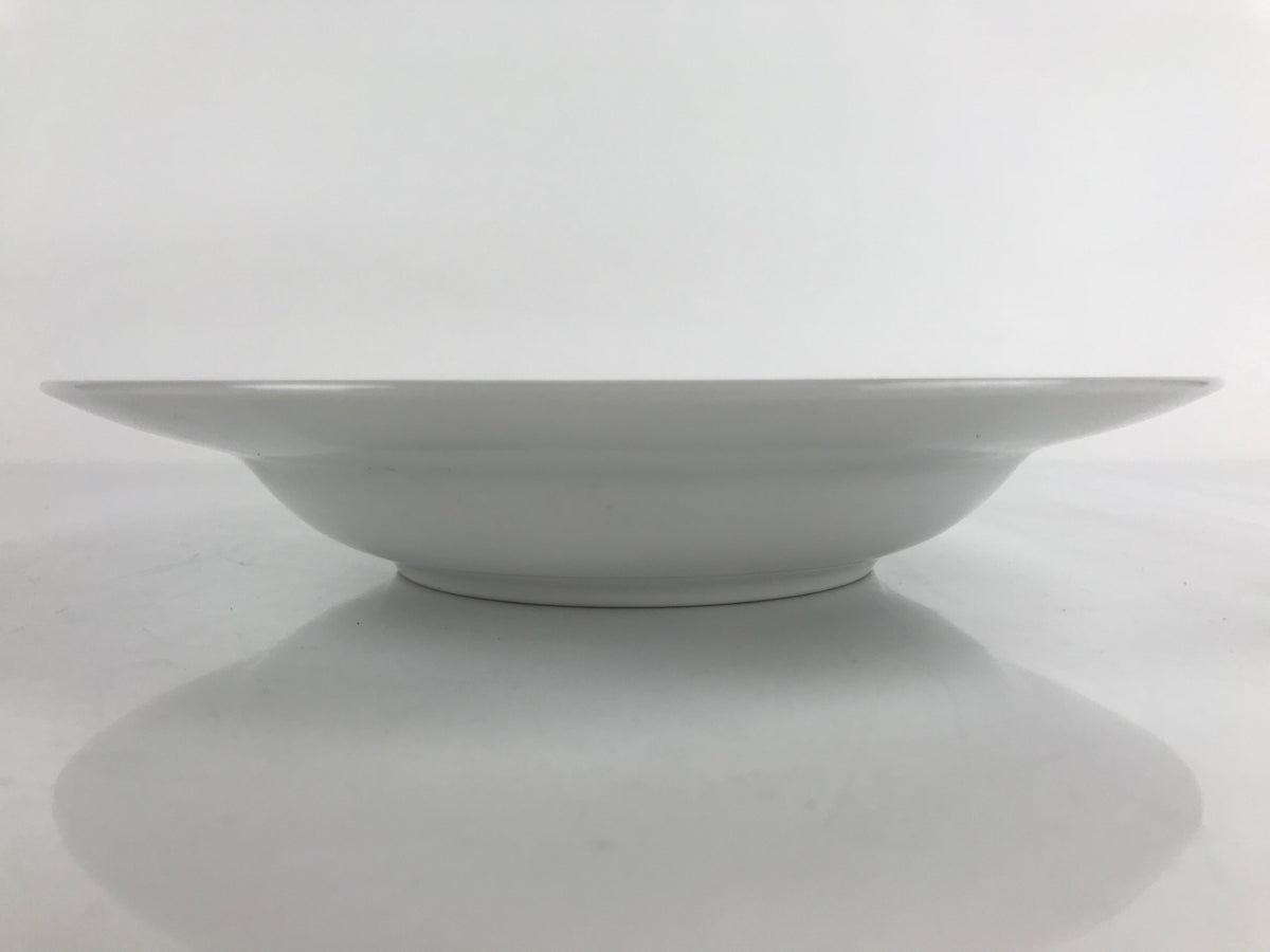 Japanese Porcelain Soup Pasta Bowl Vtg Simple Round Plate White Gold Rim PY830