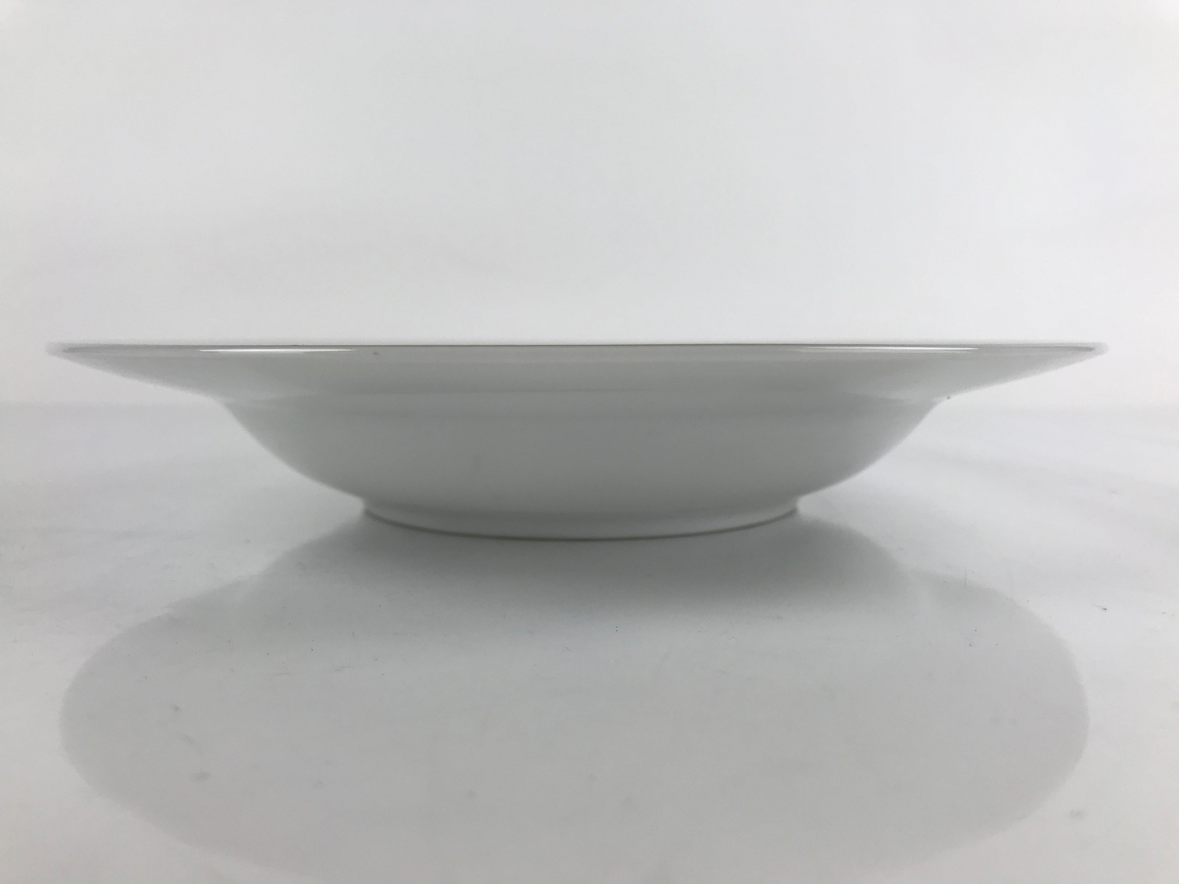 Japanese Porcelain Soup Pasta Bowl Vtg Simple Round Plate White Gold Rim PY831