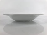 Japanese Porcelain Soup Pasta Bowl Vtg Simple Round Plate White Gold Rim PY831