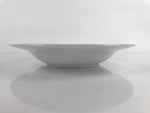 Japanese Porcelain Soup Pasta Bowl Vtg Simple Round Plate White Gold Rim PY831