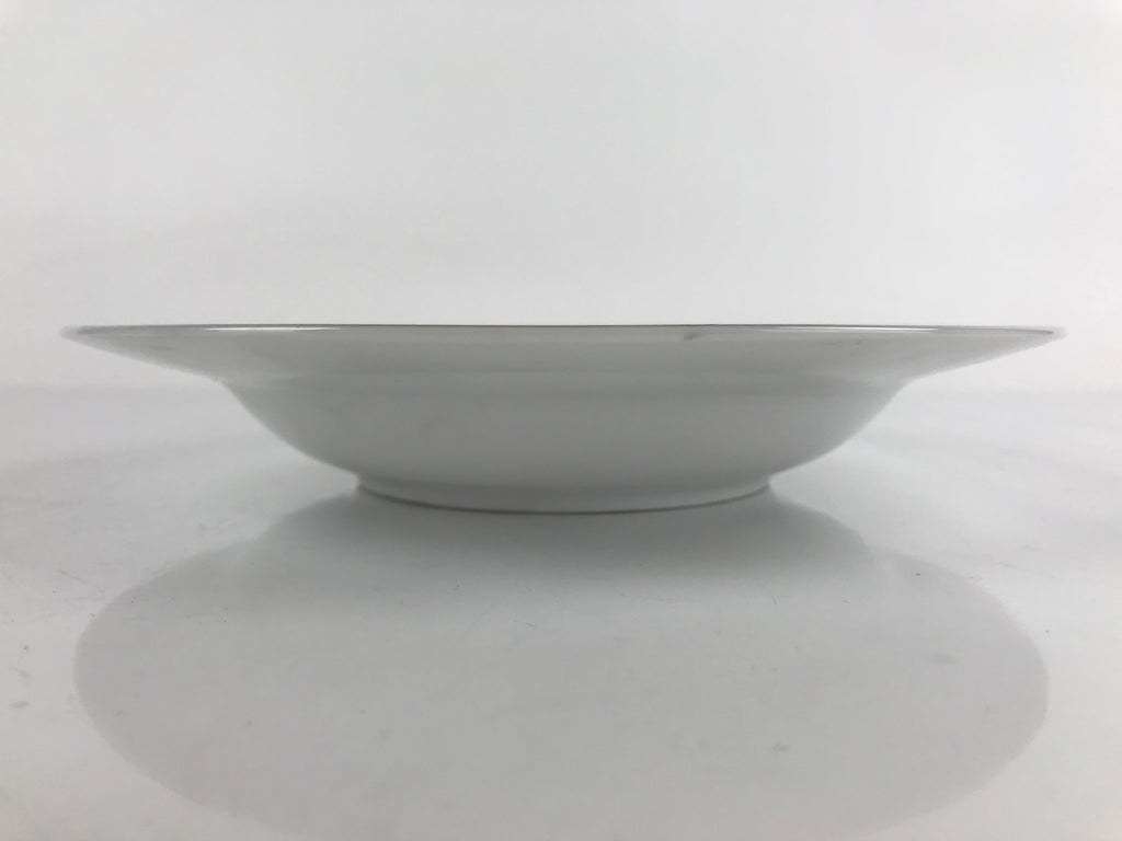 Japanese Porcelain Soup Pasta Bowl Vtg Simple Round Plate White Gold Rim PY831