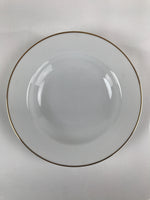 Japanese Porcelain Soup Pasta Bowl Vtg Simple Round Plate White Gold Rim PY831