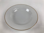 Japanese Porcelain Soup Pasta Bowl Vtg Simple Round Plate White Gold Rim PY831