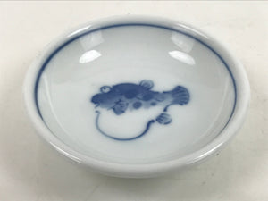 Japanese Porcelain Soy Sauce Dish Seiji Small Dipping Bowl Pufferfish Fugu Y114