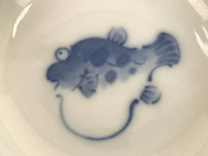 Japanese Porcelain Soy Sauce Dish Seiji Small Dipping Bowl Pufferfish Fugu Y114