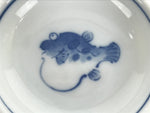 Japanese Porcelain Soy Sauce Dish Seiji Small Dipping Bowl Pufferfish Fugu Y117