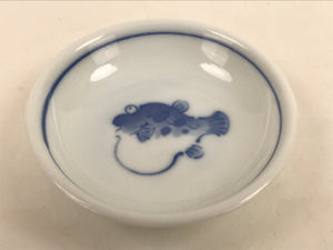 Japanese Porcelain Soy Sauce Dish Seiji Small Dipping Bowl Pufferfish Fugu Y118