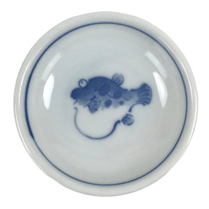 Japanese Porcelain Soy Sauce Dish Seiji Small Dipping Bowl Pufferfish Fugu Y118