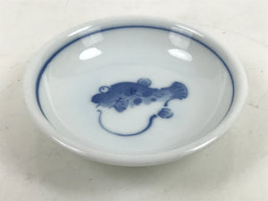 Japanese Porcelain Soy Sauce Dish Seiji Small Dipping Bowl Pufferfish Fugu Y119