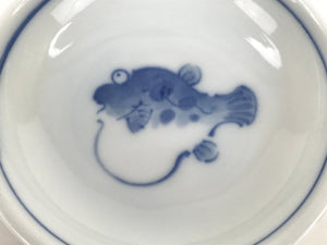 Japanese Porcelain Soy Sauce Dish Seiji Small Dipping Bowl Pufferfish Fugu Y119