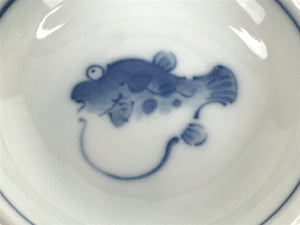 Japanese Porcelain Soy Sauce Dish Seiji Small Dipping Bowl Pufferfish Fugu Y120