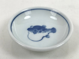 Japanese Porcelain Soy Sauce Dish Seiji Small Dipping Bowl Pufferfish Fugu Y121