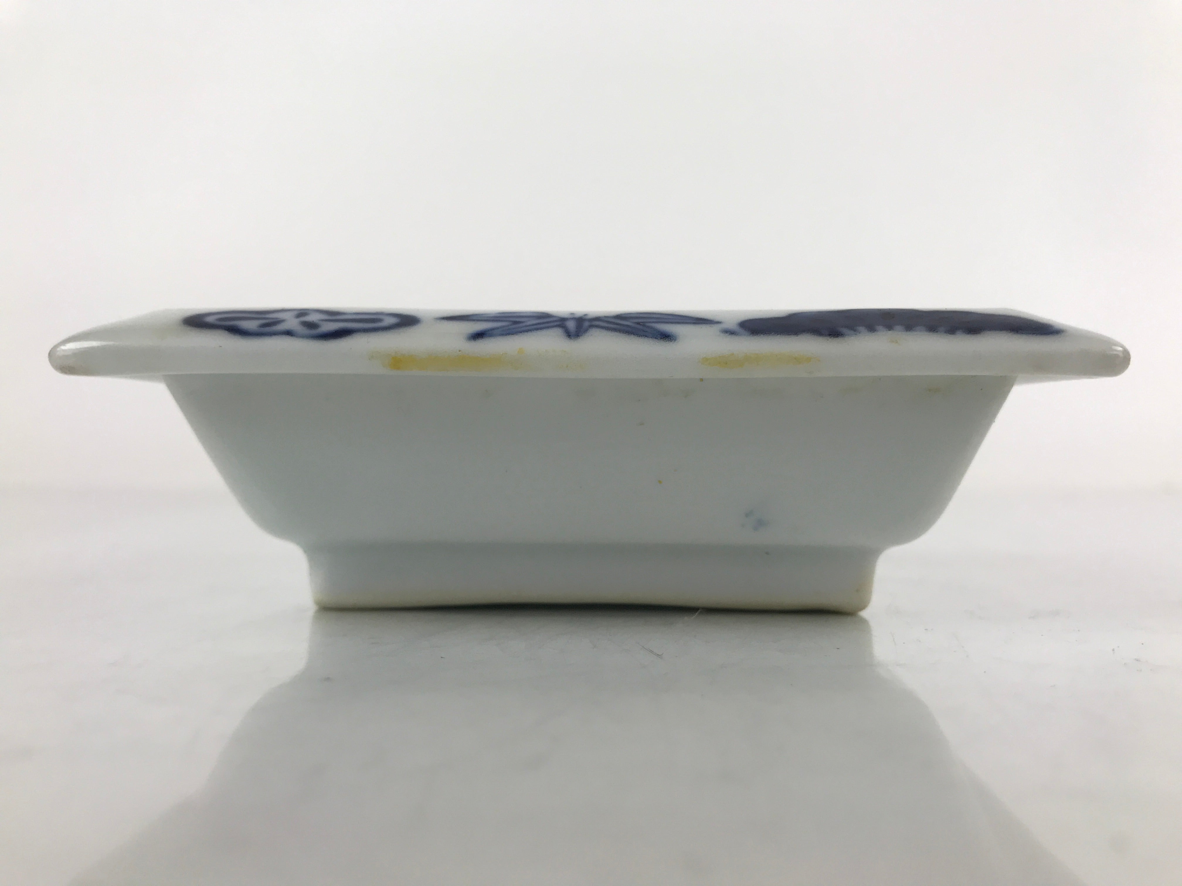 Japanese Porcelain Soy Sauce Dish Seiji Vtg Small Dipping Bowl Pine Plum PY981