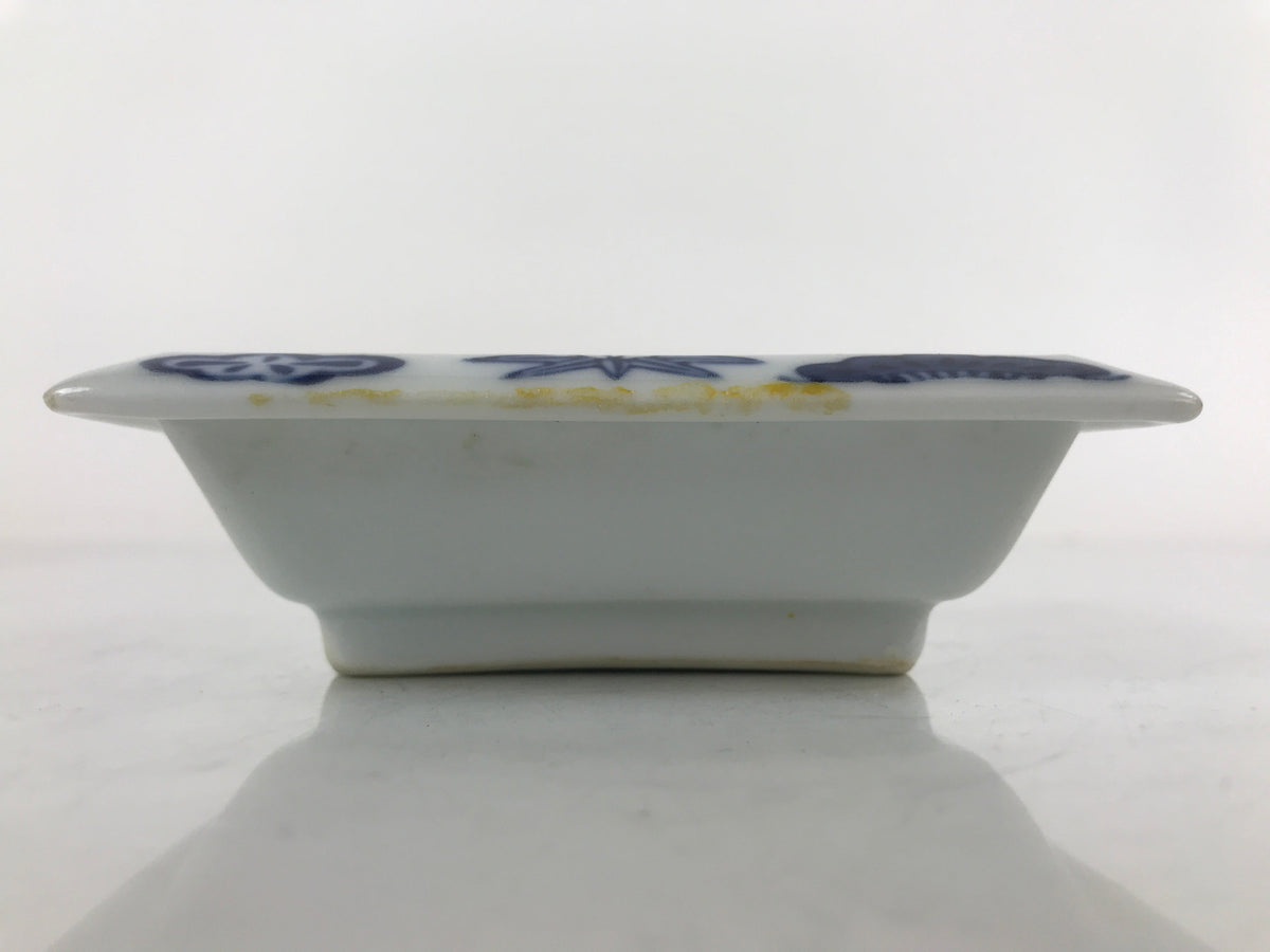 Japanese Porcelain Soy Sauce Dish Seiji Vtg Small Dipping Bowl Pine Plum PY983