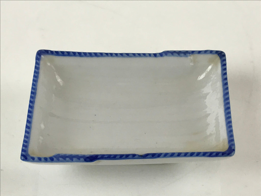 Japanese Porcelain Soy Sauce Dish Seiji Vtg Small Dipping Bowl Plate Blue PY644