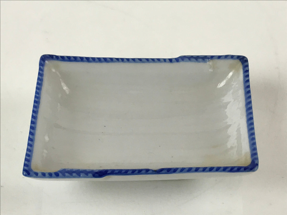 Japanese Porcelain Soy Sauce Dish Seiji Vtg Small Dipping Bowl Plate Blue PY644
