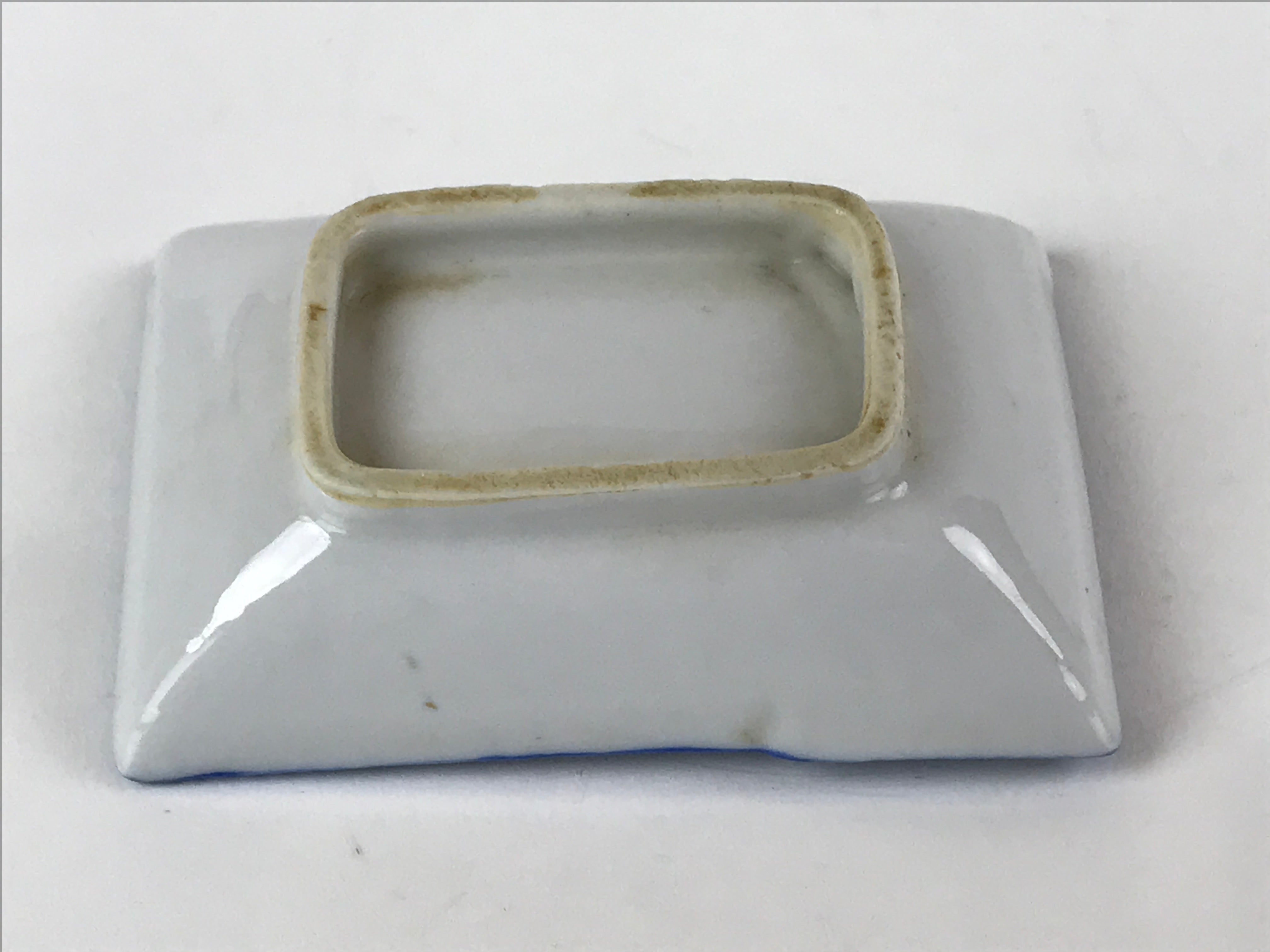 Japanese Porcelain Soy Sauce Dish Seiji Vtg Small Dipping Bowl Plate Blue PY644