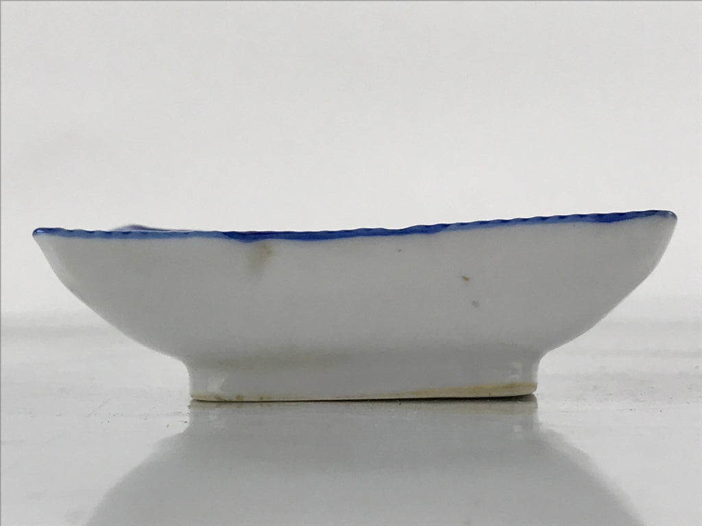Japanese Porcelain Soy Sauce Dish Seiji Vtg Small Dipping Bowl Plate Blue PY644