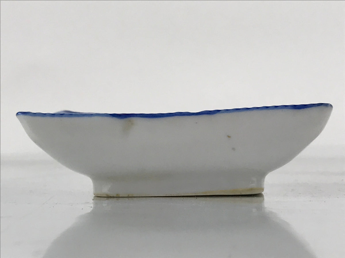 Japanese Porcelain Soy Sauce Dish Seiji Vtg Small Dipping Bowl Plate Blue PY644