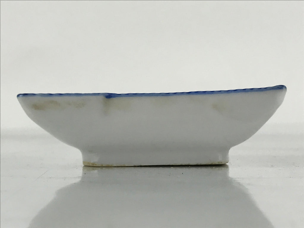 Japanese Porcelain Soy Sauce Dish Seiji Vtg Small Dipping Bowl Plate Blue PY644