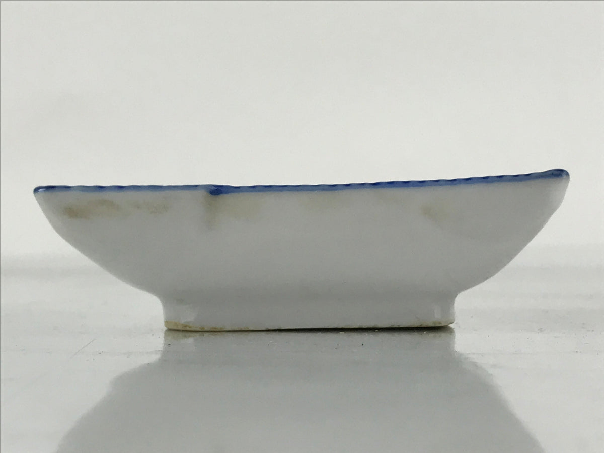 Japanese Porcelain Soy Sauce Dish Seiji Vtg Small Dipping Bowl Plate Blue PY644