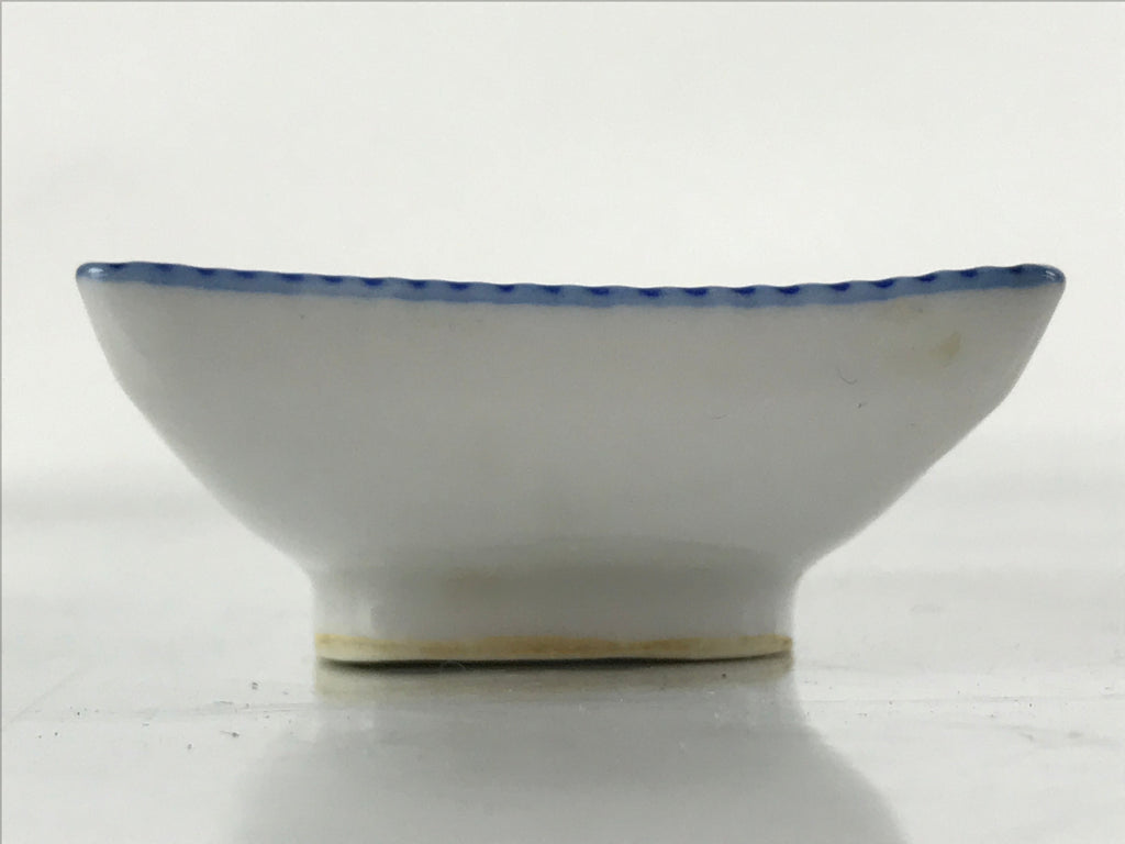 Japanese Porcelain Soy Sauce Dish Seiji Vtg Small Dipping Bowl Plate Blue PY644