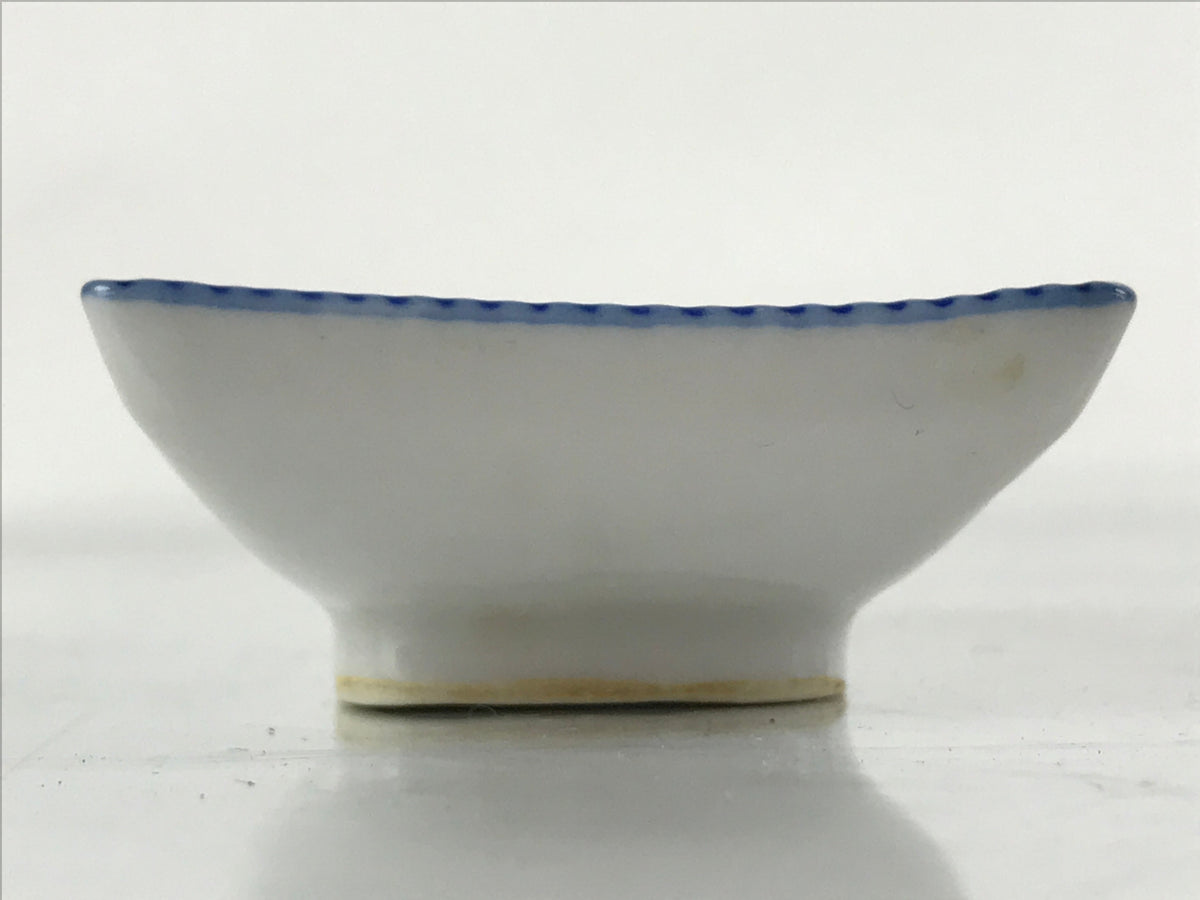 Japanese Porcelain Soy Sauce Dish Seiji Vtg Small Dipping Bowl Plate Blue PY644