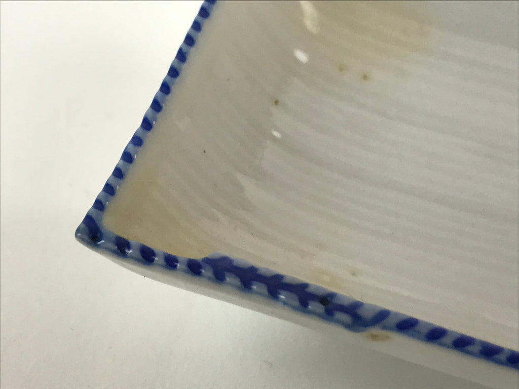 Japanese Porcelain Soy Sauce Dish Seiji Vtg Small Dipping Bowl Plate Blue PY645