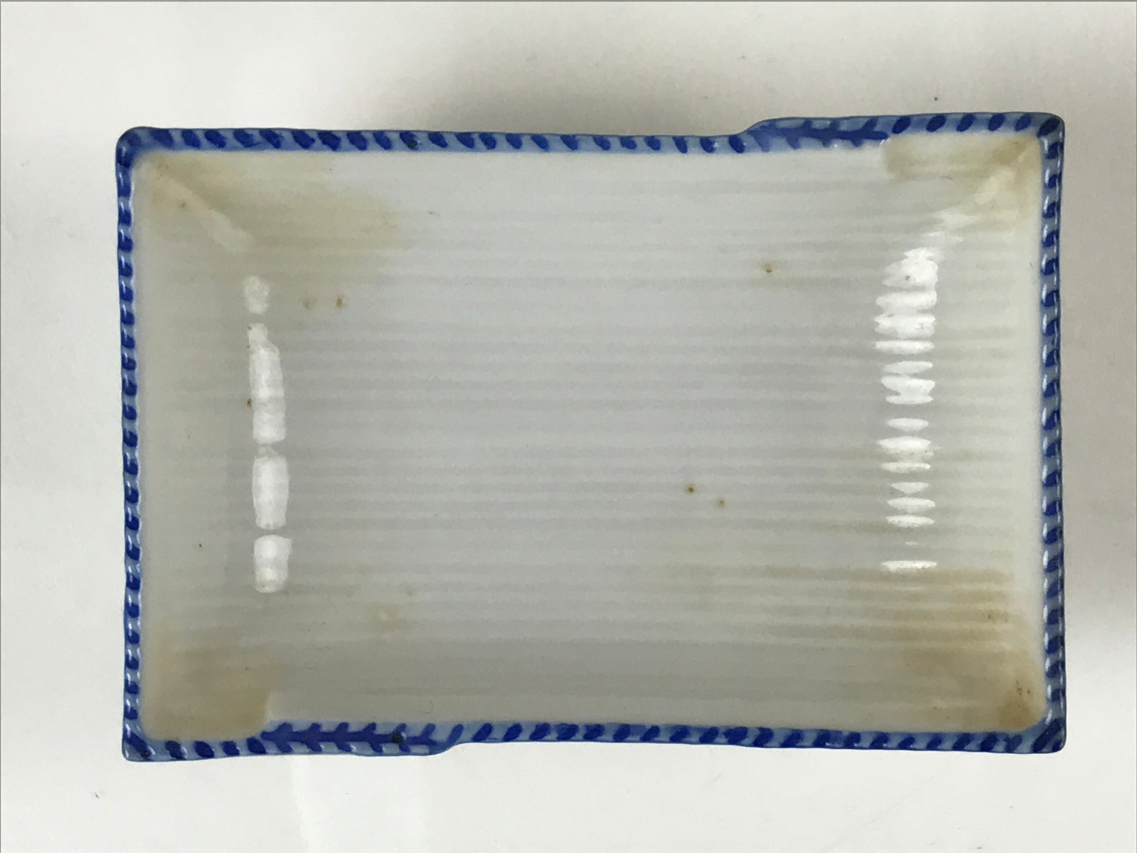 Japanese Porcelain Soy Sauce Dish Seiji Vtg Small Dipping Bowl Plate Blue PY645