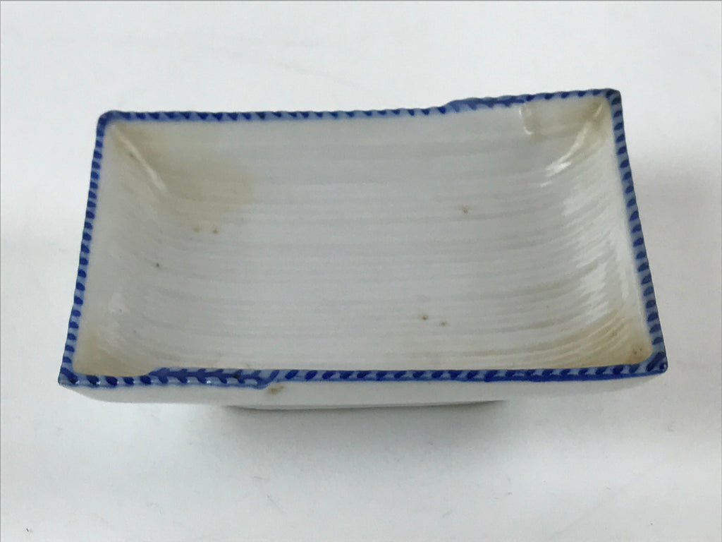 Japanese Porcelain Soy Sauce Dish Seiji Vtg Small Dipping Bowl Plate Blue PY645
