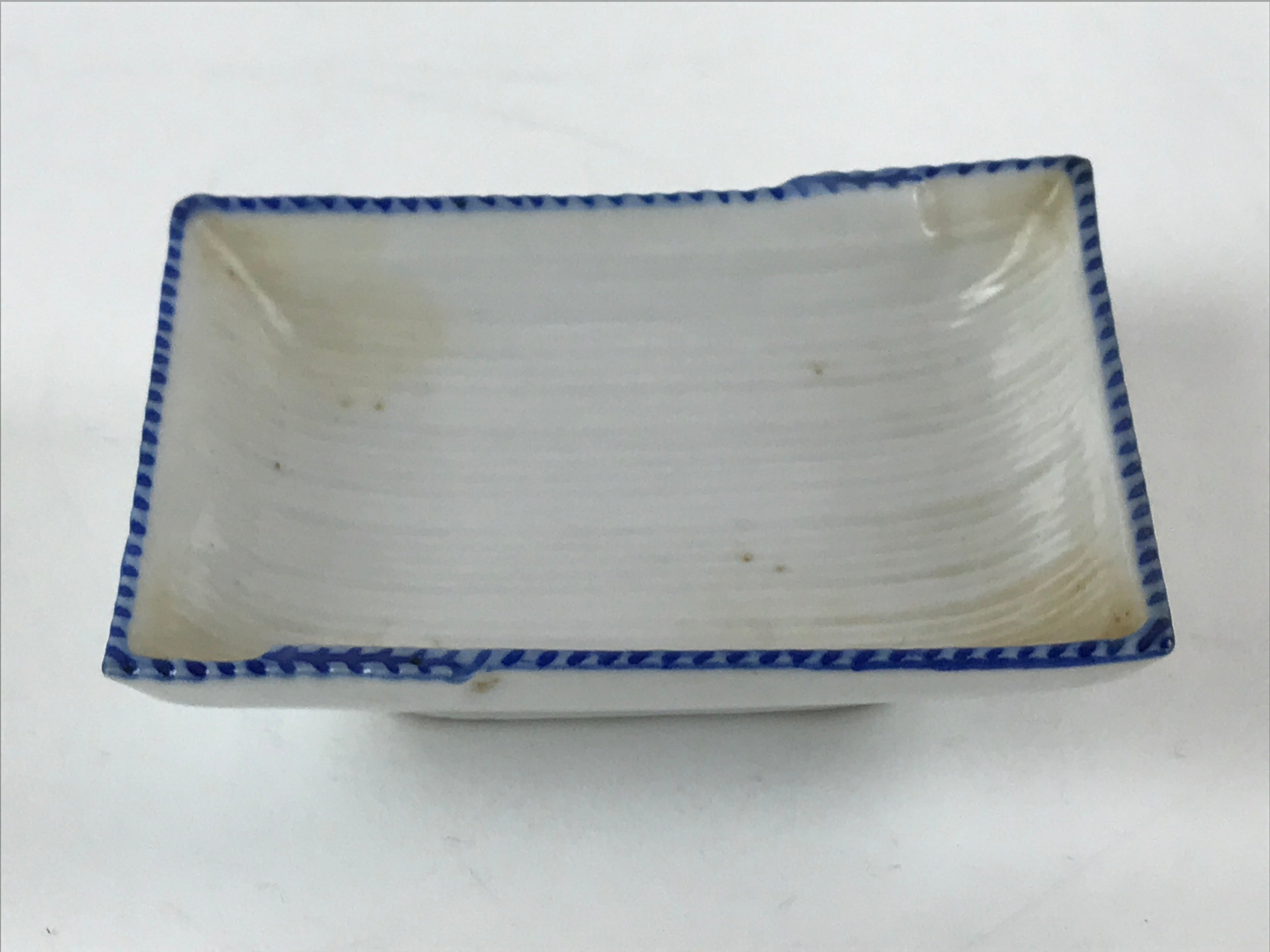 Japanese Porcelain Soy Sauce Dish Seiji Vtg Small Dipping Bowl Plate Blue PY645
