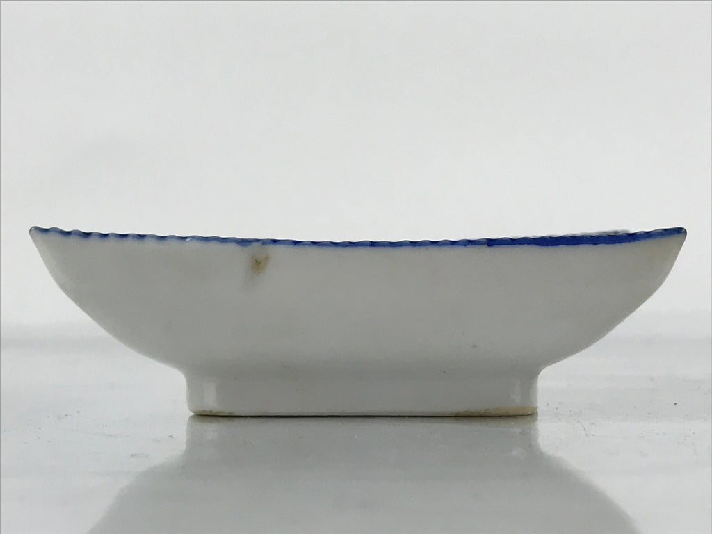 Japanese Porcelain Soy Sauce Dish Seiji Vtg Small Dipping Bowl Plate Blue PY645