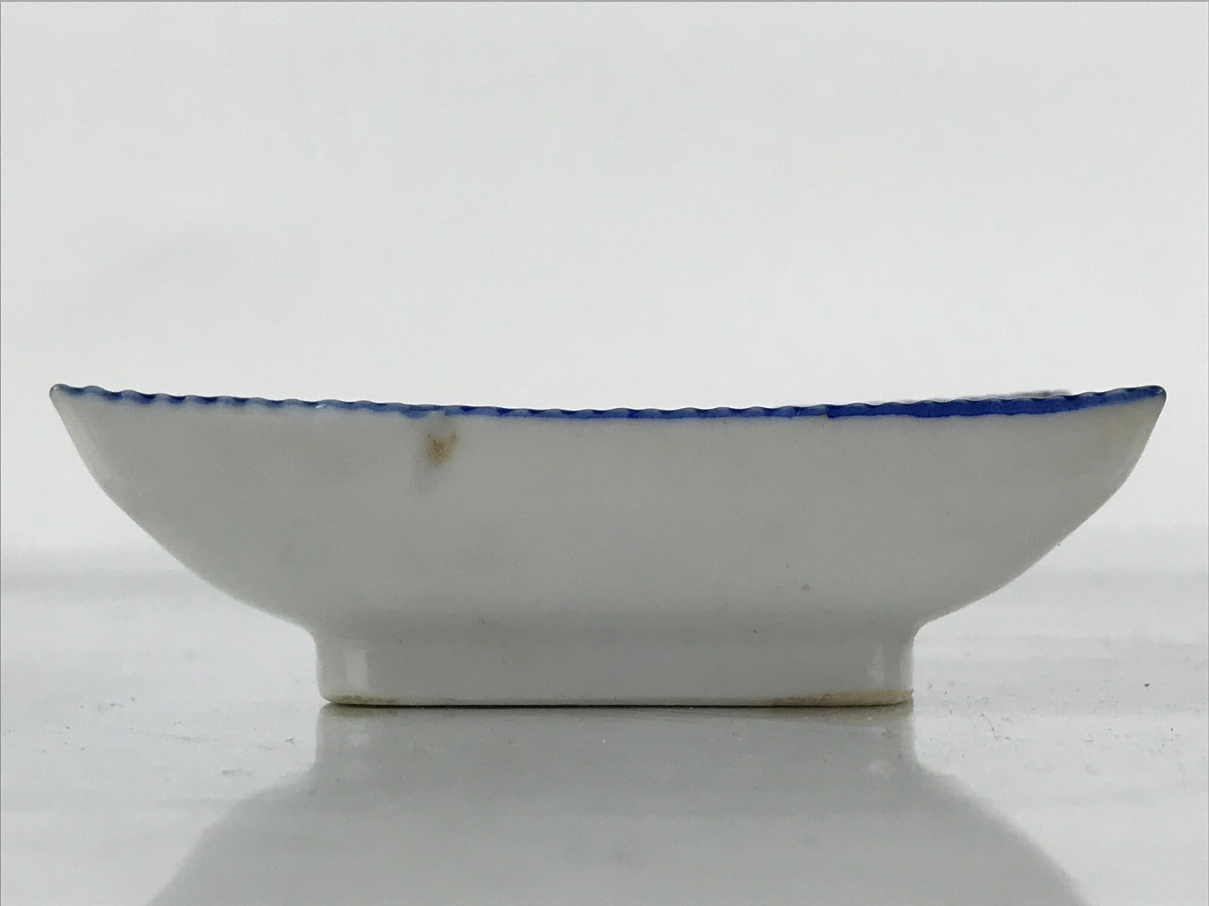 Japanese Porcelain Soy Sauce Dish Seiji Vtg Small Dipping Bowl Plate Blue PY645
