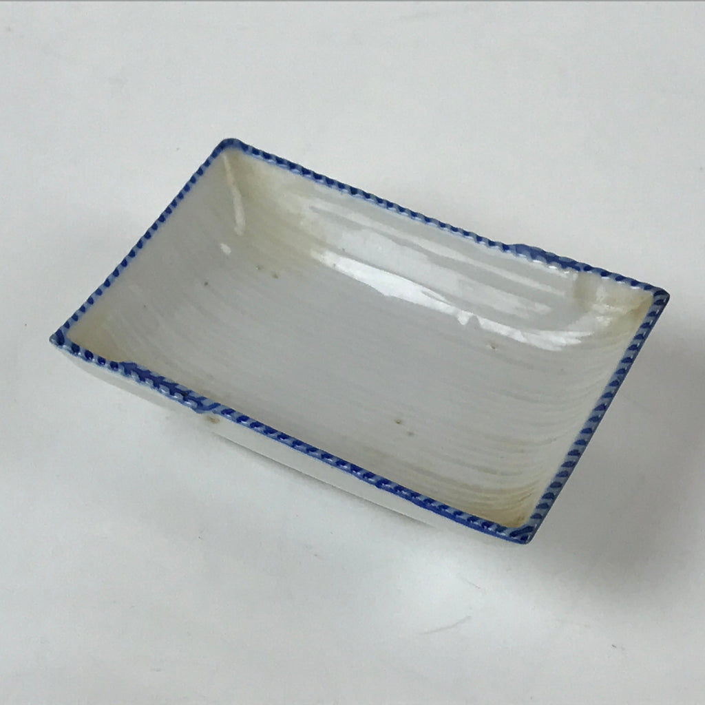 Japanese Porcelain Soy Sauce Dish Seiji Vtg Small Dipping Bowl Plate Blue PY645