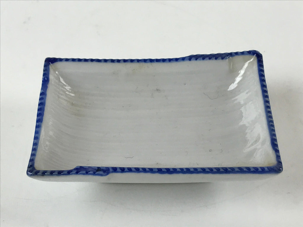 Japanese Porcelain Soy Sauce Dish Seiji Vtg Small Dipping Bowl Plate Blue PY646