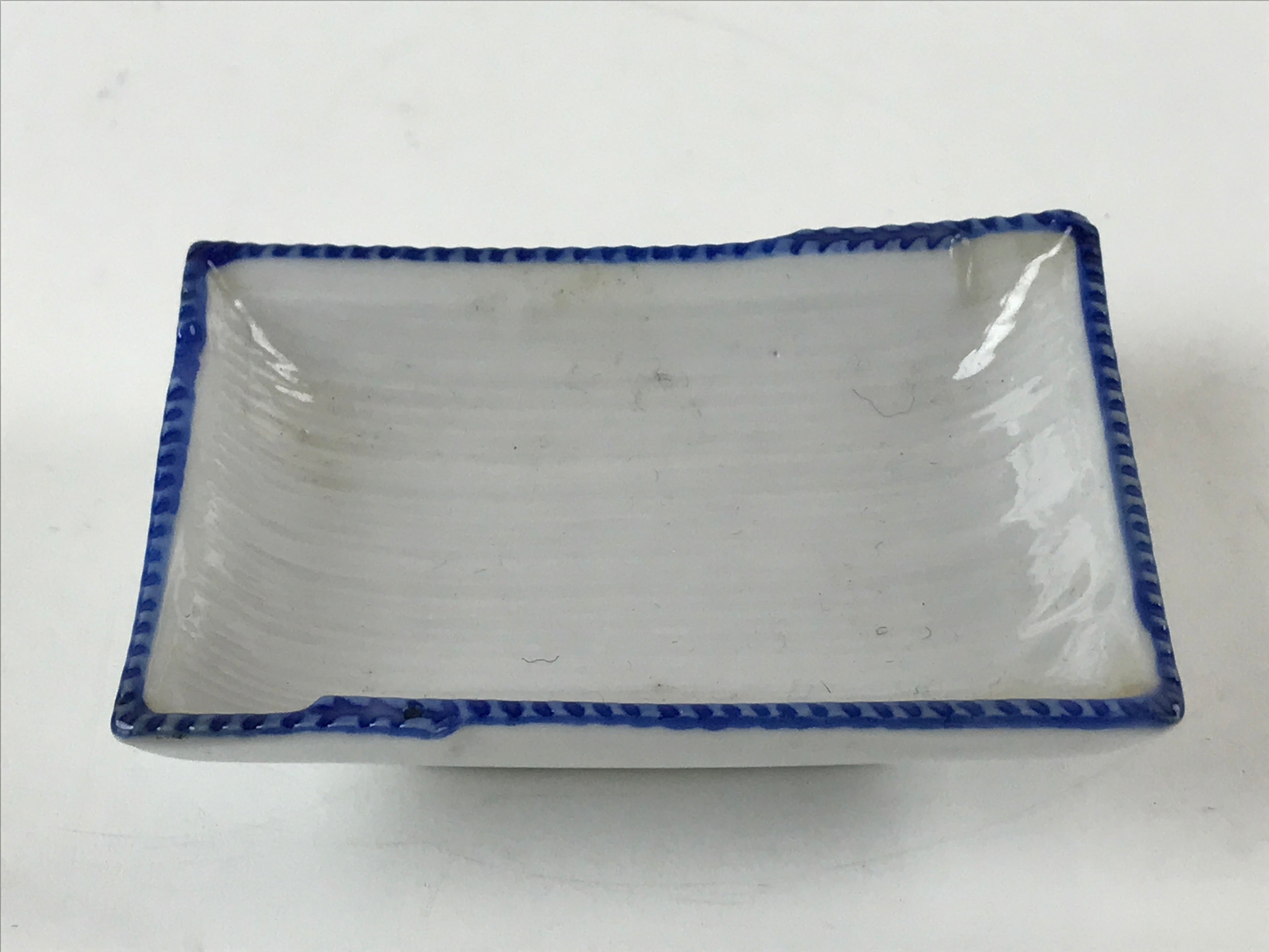 Japanese Porcelain Soy Sauce Dish Seiji Vtg Small Dipping Bowl Plate Blue PY646