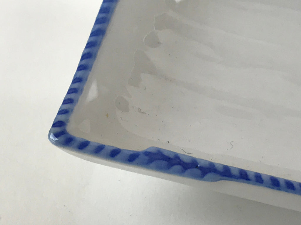 Japanese Porcelain Soy Sauce Dish Seiji Vtg Small Dipping Bowl Plate Blue PY647