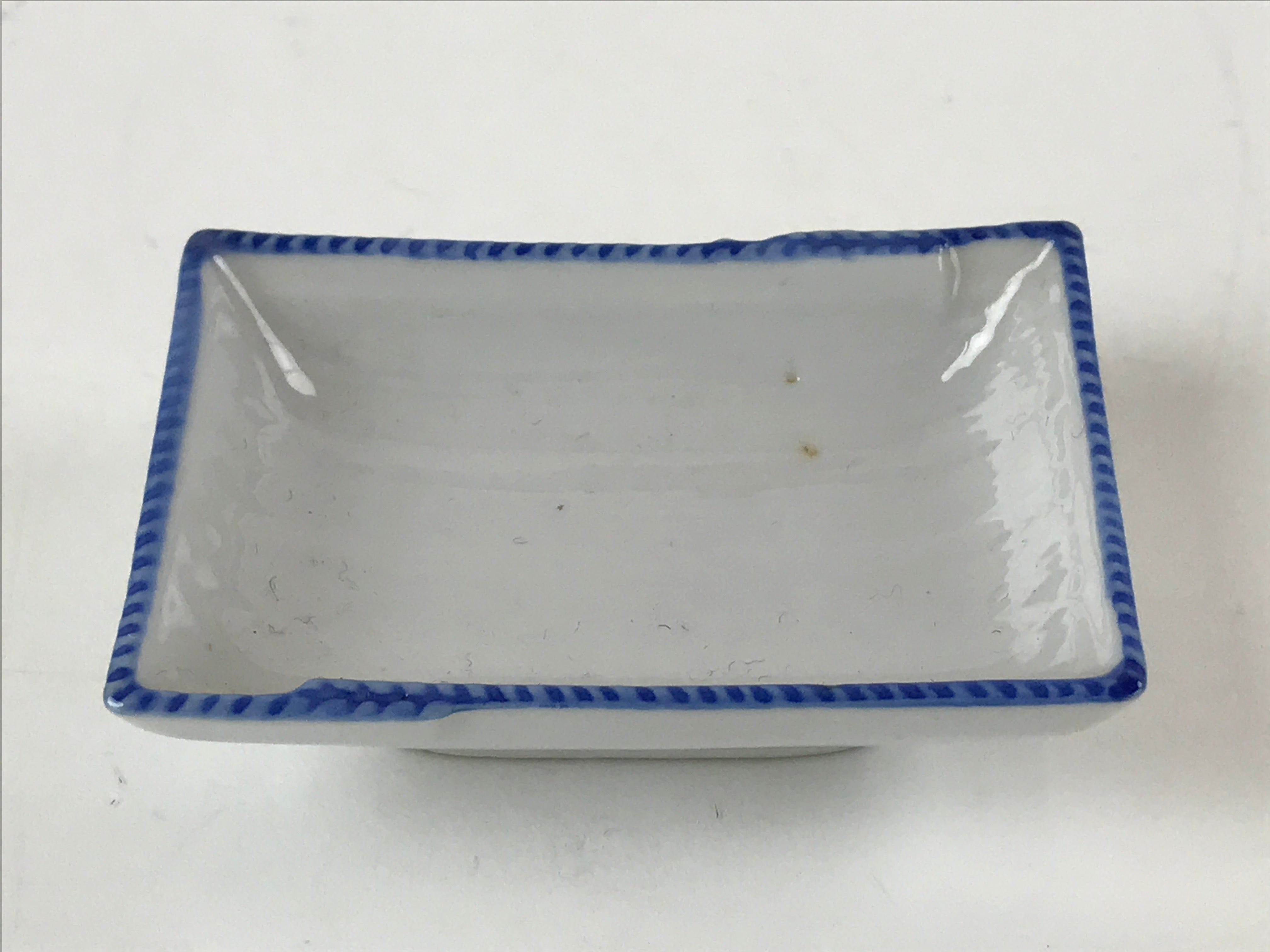Japanese Porcelain Soy Sauce Dish Seiji Vtg Small Dipping Bowl Plate Blue PY647