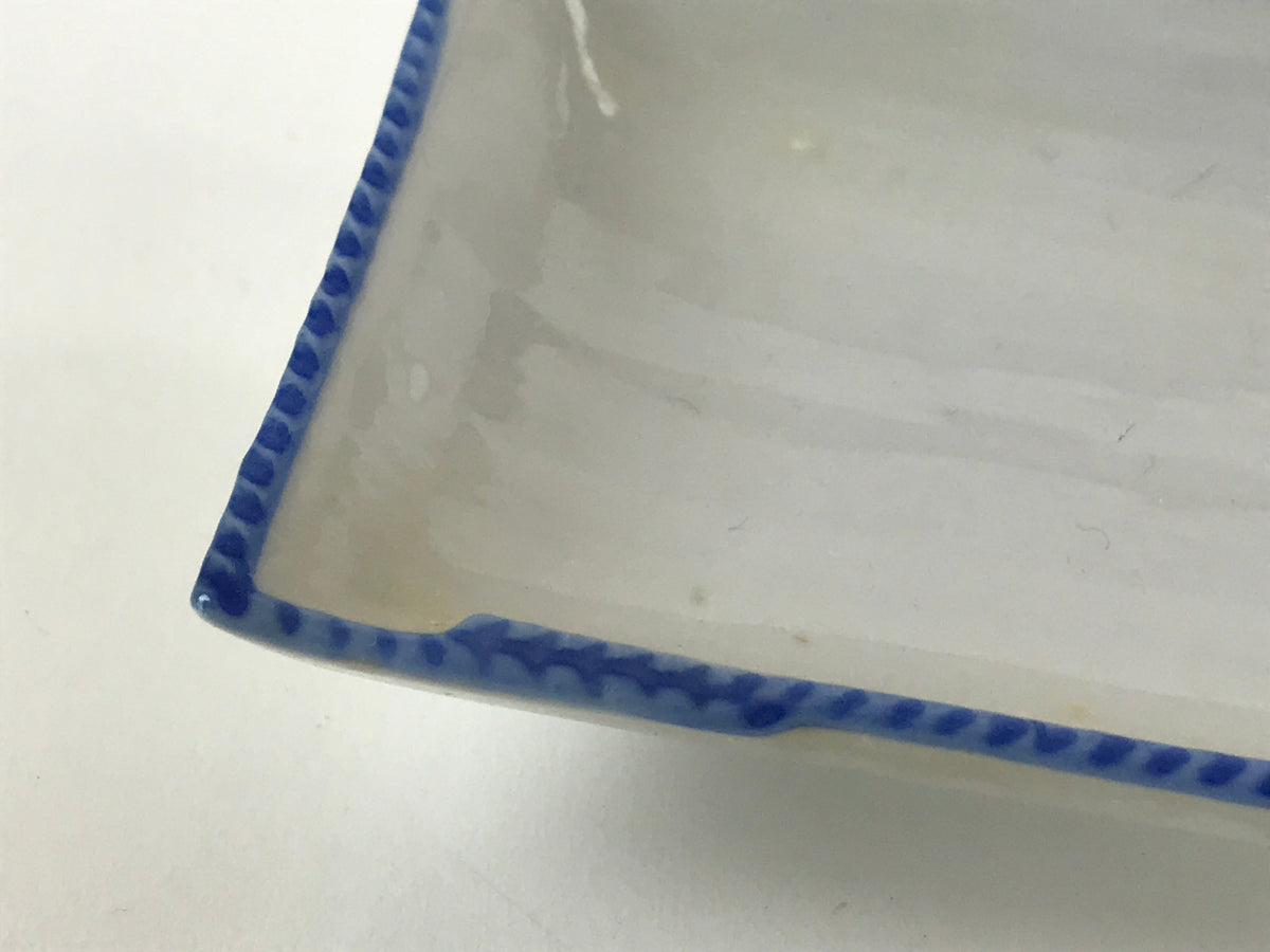 Japanese Porcelain Soy Sauce Dish Seiji Vtg Small Dipping Bowl Plate Blue PY648