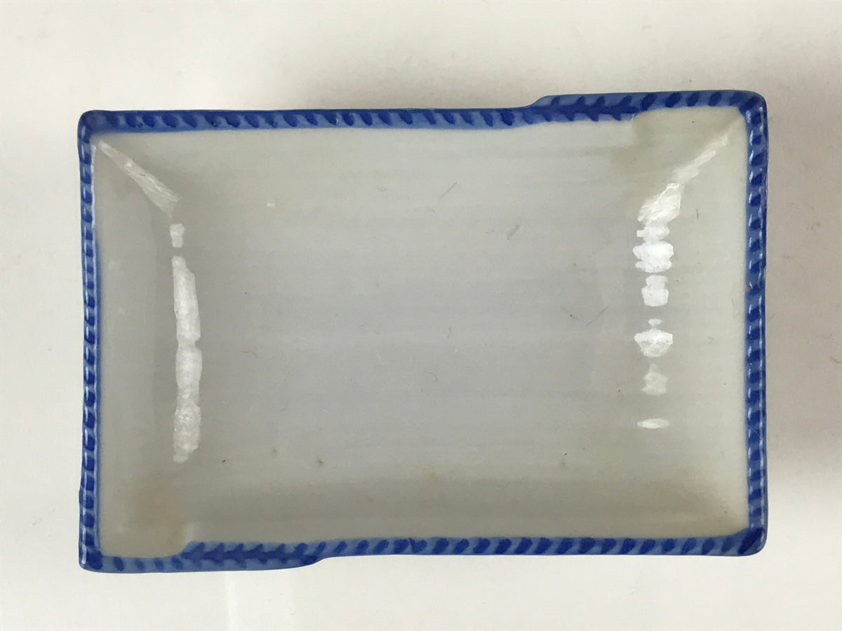 Japanese Porcelain Soy Sauce Dish Seiji Vtg Small Dipping Bowl Plate Blue PY648