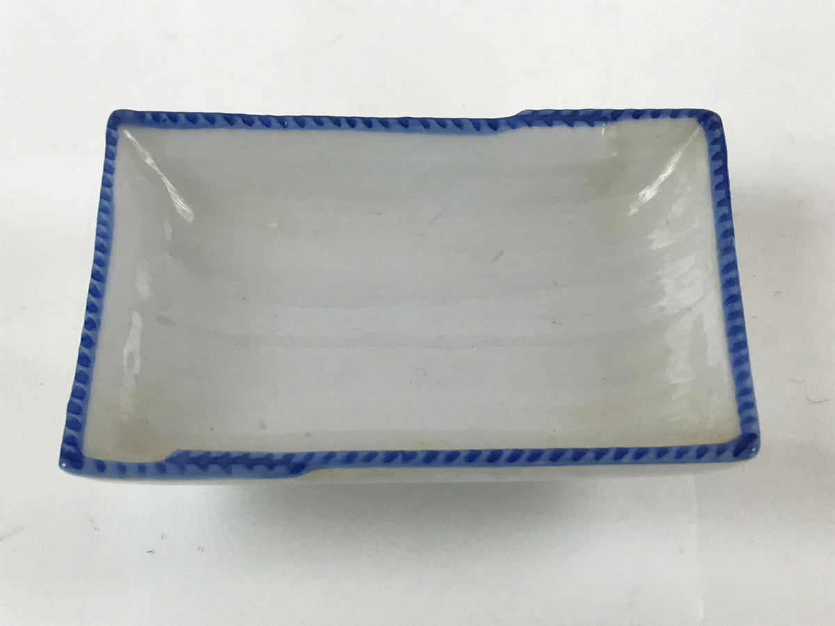Japanese Porcelain Soy Sauce Dish Seiji Vtg Small Dipping Bowl Plate Blue PY648