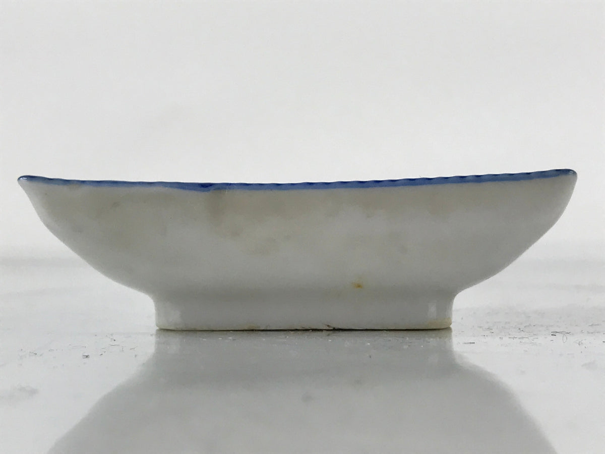Japanese Porcelain Soy Sauce Dish Seiji Vtg Small Dipping Bowl Plate Blue PY648