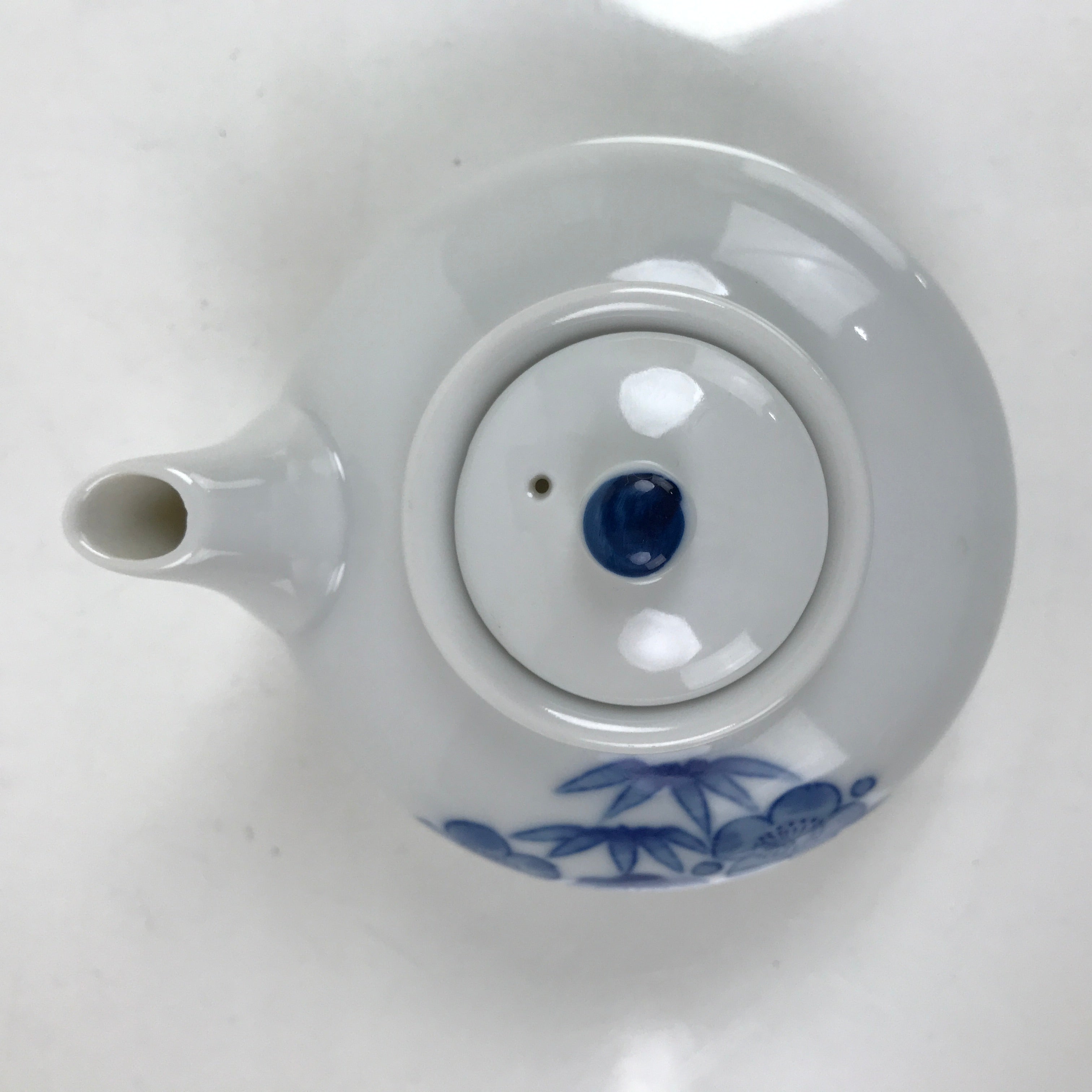 Japanese Porcelain Soy Sauce Dispenser Vtg Shoyusashi Tare Shochikubai Blue Y131