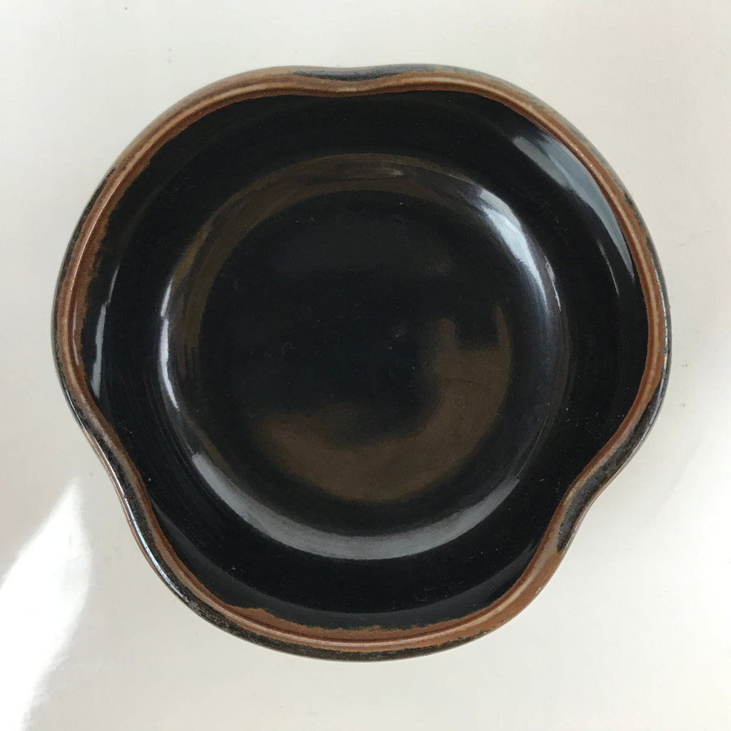 Japanese Porcelain Soy Sauce Side Dish Seiji Vtg Small Dipping Bowl Black PY871