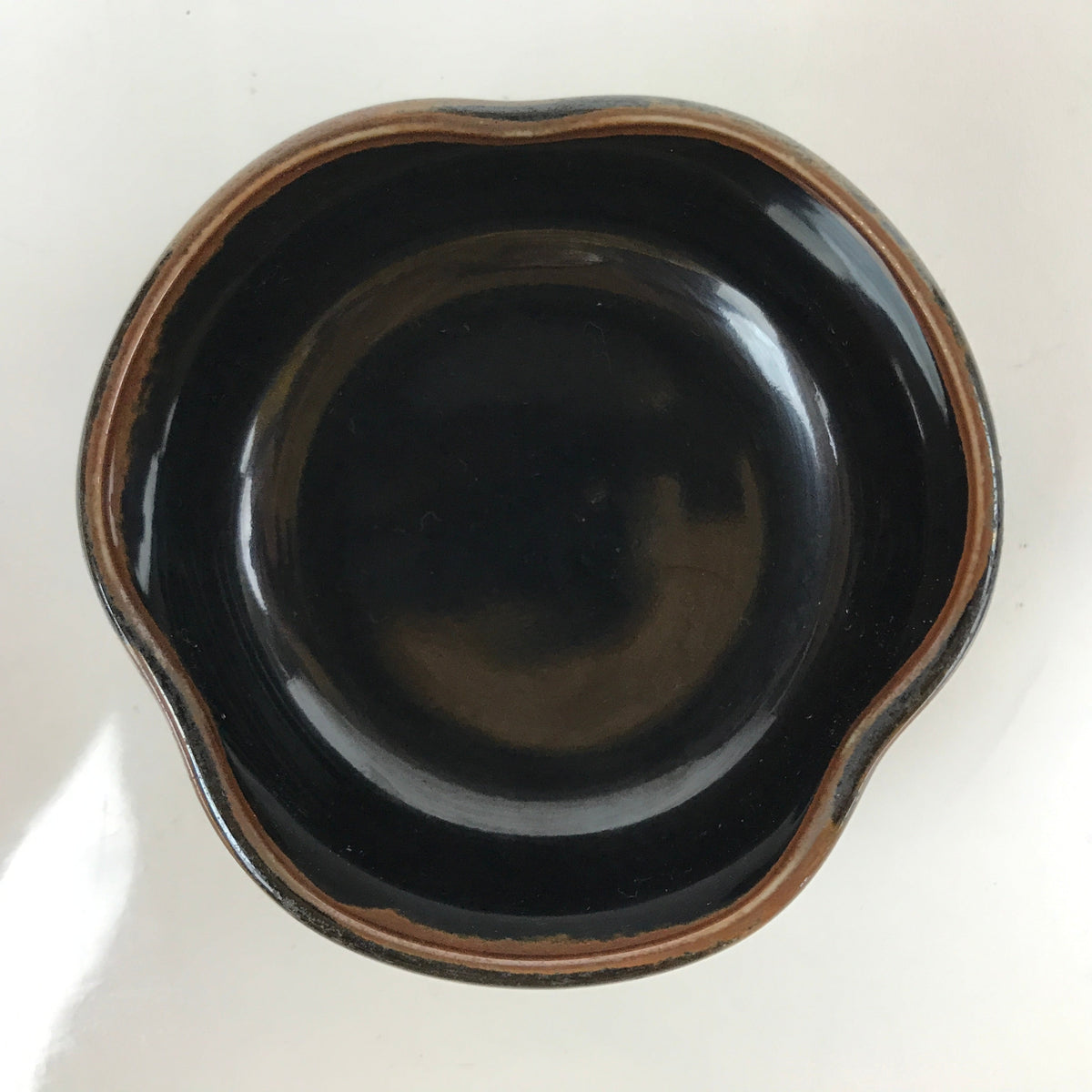 Japanese Porcelain Soy Sauce Side Dish Seiji Vtg Small Dipping Bowl Black PY871