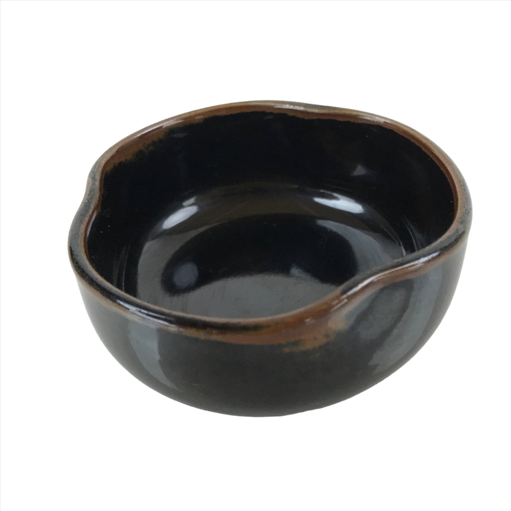 Japanese Porcelain Soy Sauce Side Dish Seiji Vtg Small Dipping Bowl Black PY871