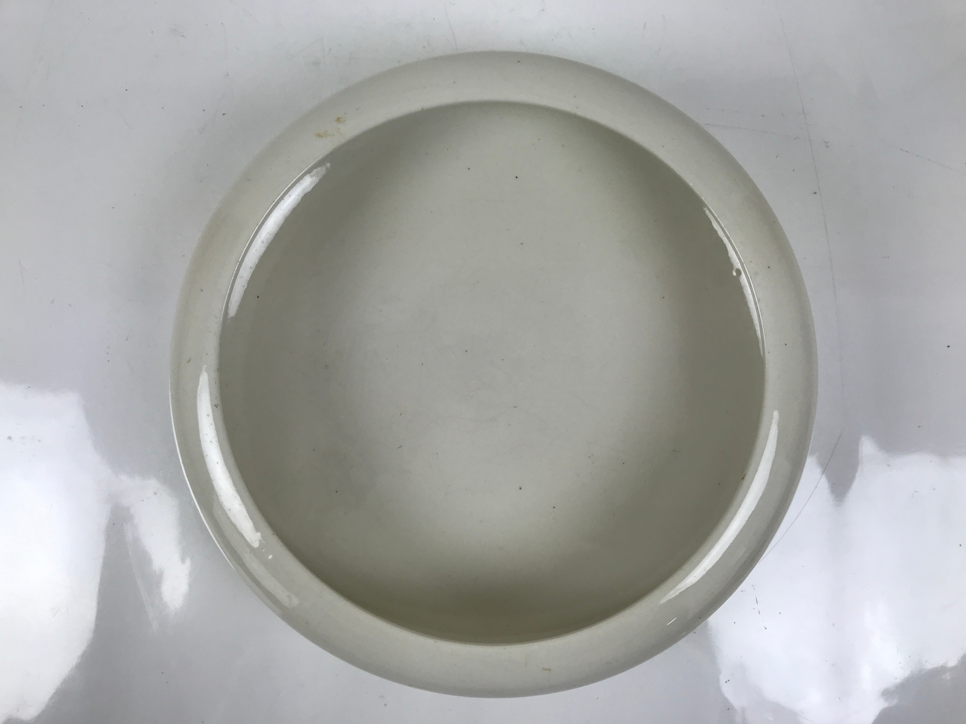 Japanese Porcelain Suiban Flower Vase Vtg Pottery Ikebana Arrangement White Y377