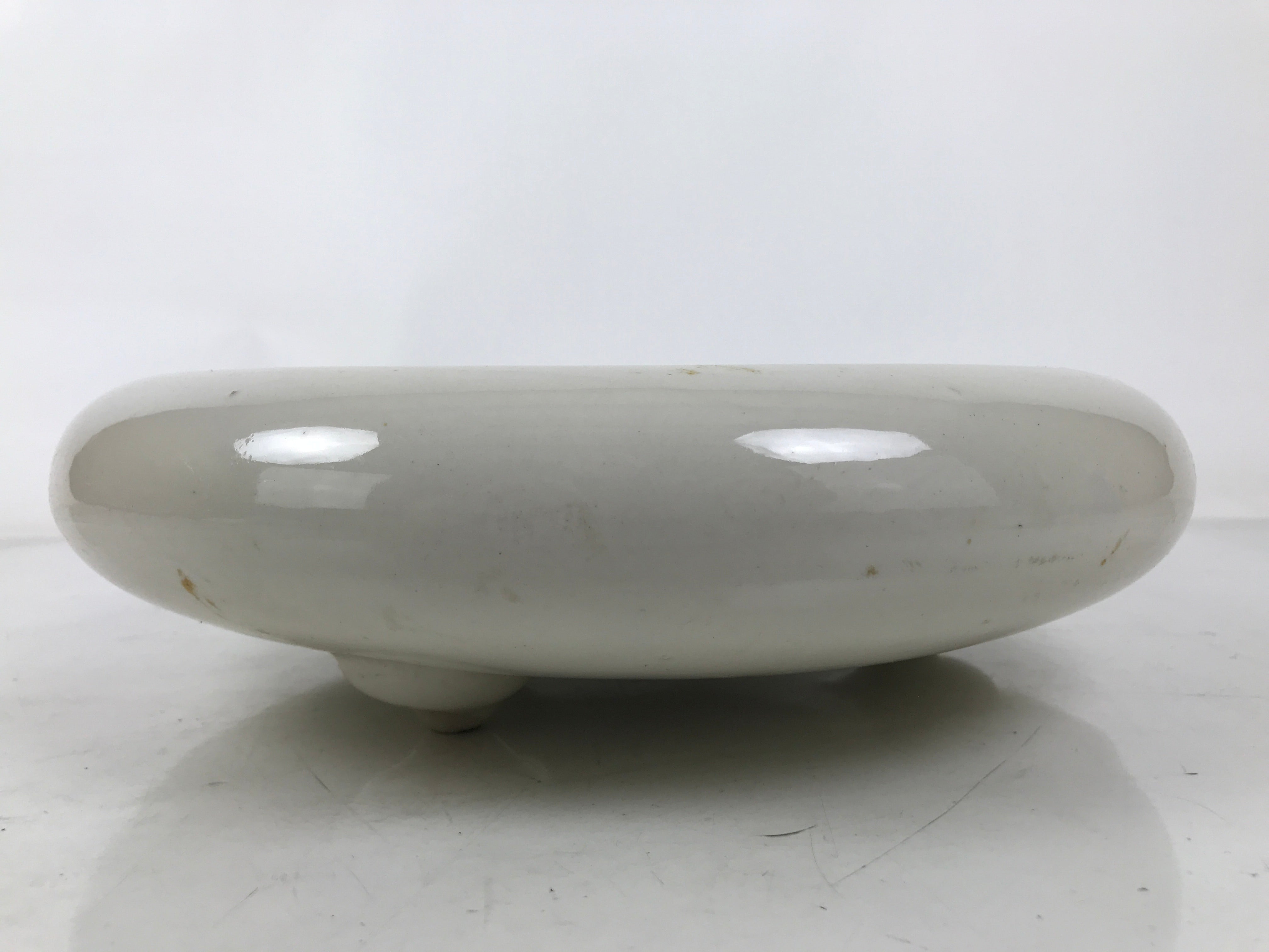 Japanese Porcelain Suiban Flower Vase Vtg Pottery Ikebana Arrangement White Y377