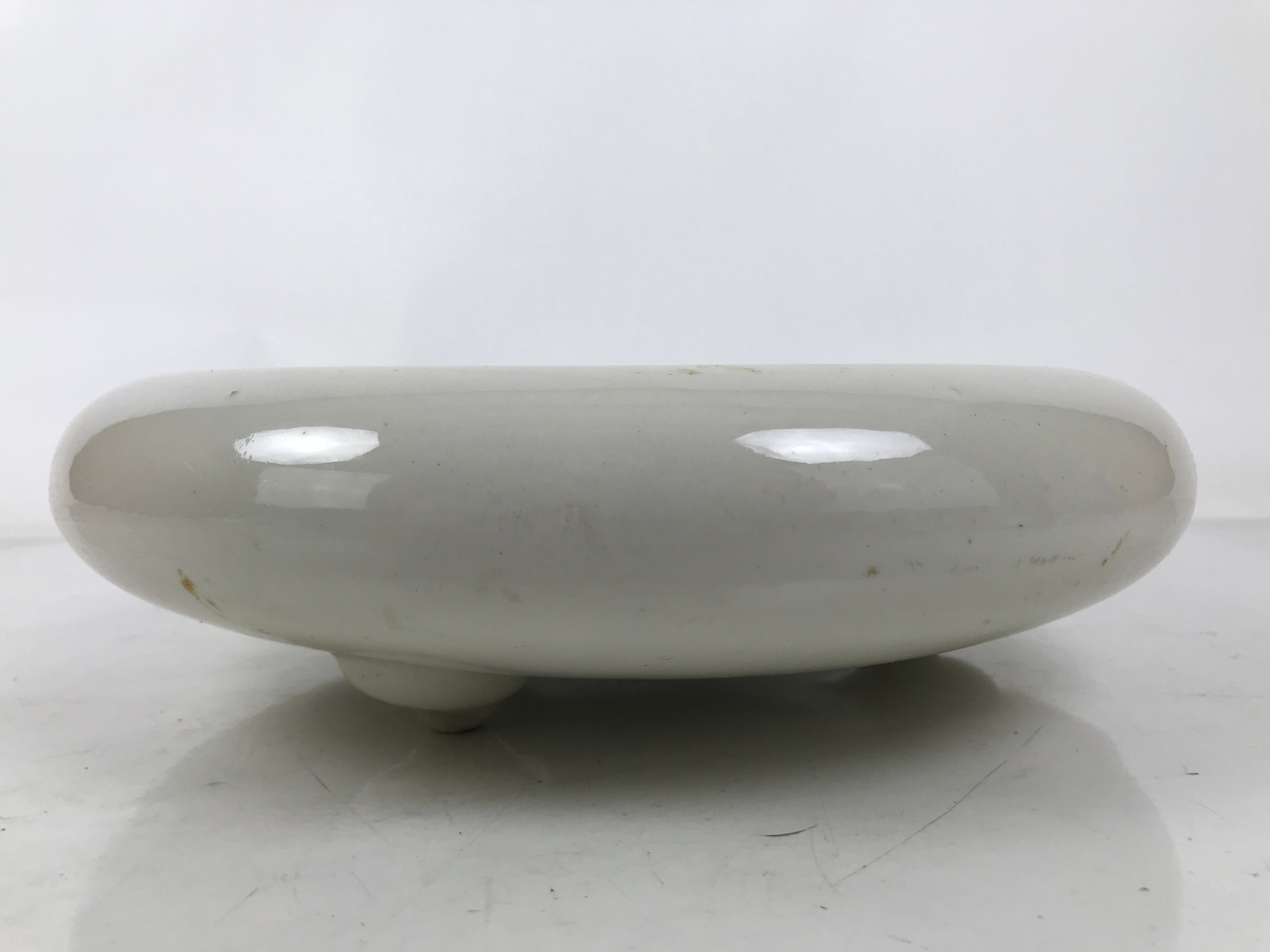 Japanese Porcelain Suiban Flower Vase Vtg Pottery Ikebana Arrangement White Y377