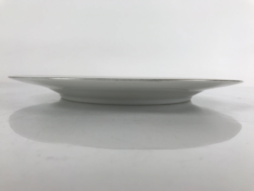 Japanese Porcelain TOEN Kozan Plate Vtg Simple Round White Gold Rim PY813